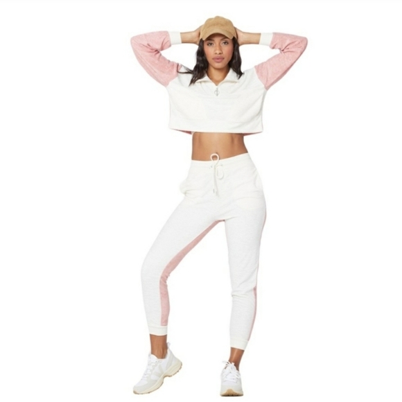 l*space Pants - NWT L Space Crop Top & Jogger Set Pink Cream Color Block Size M